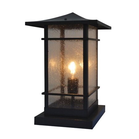 Arroyo Craftsman 7" Katsura Column Mount With Toshi Overlay, Rustic Brown, Frosted Glass KAC-7TSF-RB